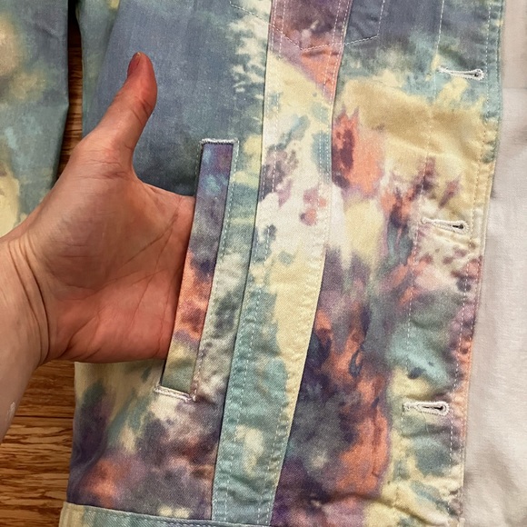 Digitally printed rainbow tie dye stretch denim jacket by Which We Want - Picture 9 of 9